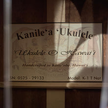画像をギャラリービューアに読み込む, Kanile'a K-1 T ナチュラル テナー ウクレレ #0525-29136