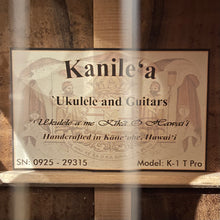 画像をギャラリービューアに読み込む, Kanile'a K-1 T PRO テナー ウクレレ #0925-29315