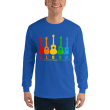 画像をギャラリービューアに読み込む, ウクレレ レインボー長袖Tシャツ(ブラック、ネイビー、マルーン、ロイヤル、ミリタリーグリーン)